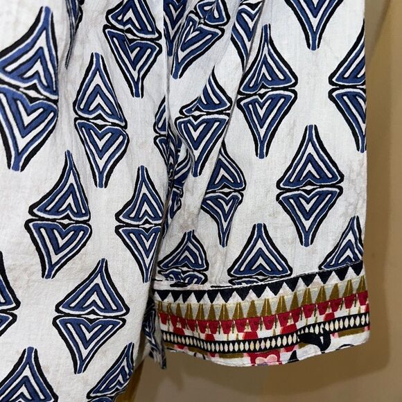 Orientique Naturally Australian Geometric Contrast Patterned Button-Up Shirt MED - Picture 4 of 14